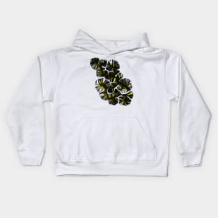 Fantasy Flowers digital artwork in Yellow, Black, and White Kids Hoodie